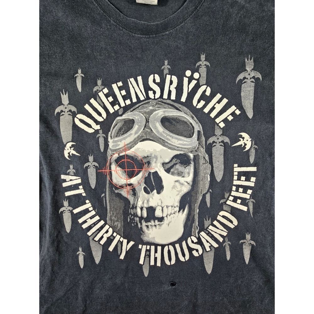 Queensryche American Soldier Tour 2009 T-Shirt Mens Large Black Band Tee Skull